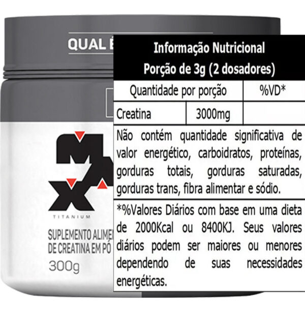 Kit 2x Creatina 300g Max Titanium Monohidratada em Pó Sem Sabor - Imagem 3