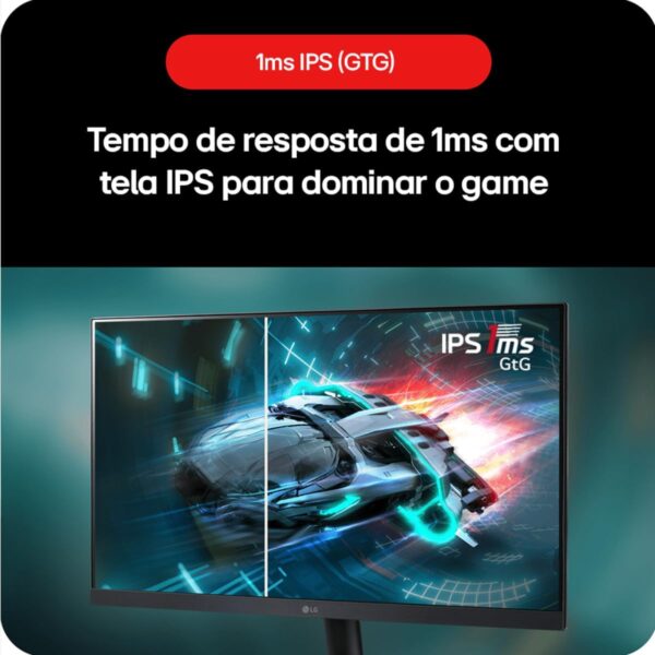 Monitor Gamer LG UltraGear 24” 24GS60F-B IPS Full HD 180Hz 1ms (GtG) NVIDIA® G-SYNC® AMD FreeSync™ HDR10 sRGB 99% HDMI DisplayPort - Imagem 2